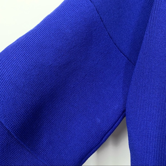 INC Macy’s Solid Cobalt Blue Stretchy Dressy Sweater  Tiered Ruffle Sleeve - Picture 10 of 16